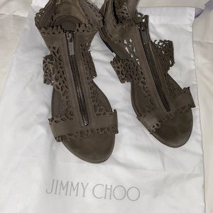 Jimmy Choo Megan T Strap Sandals Dark Grey 37